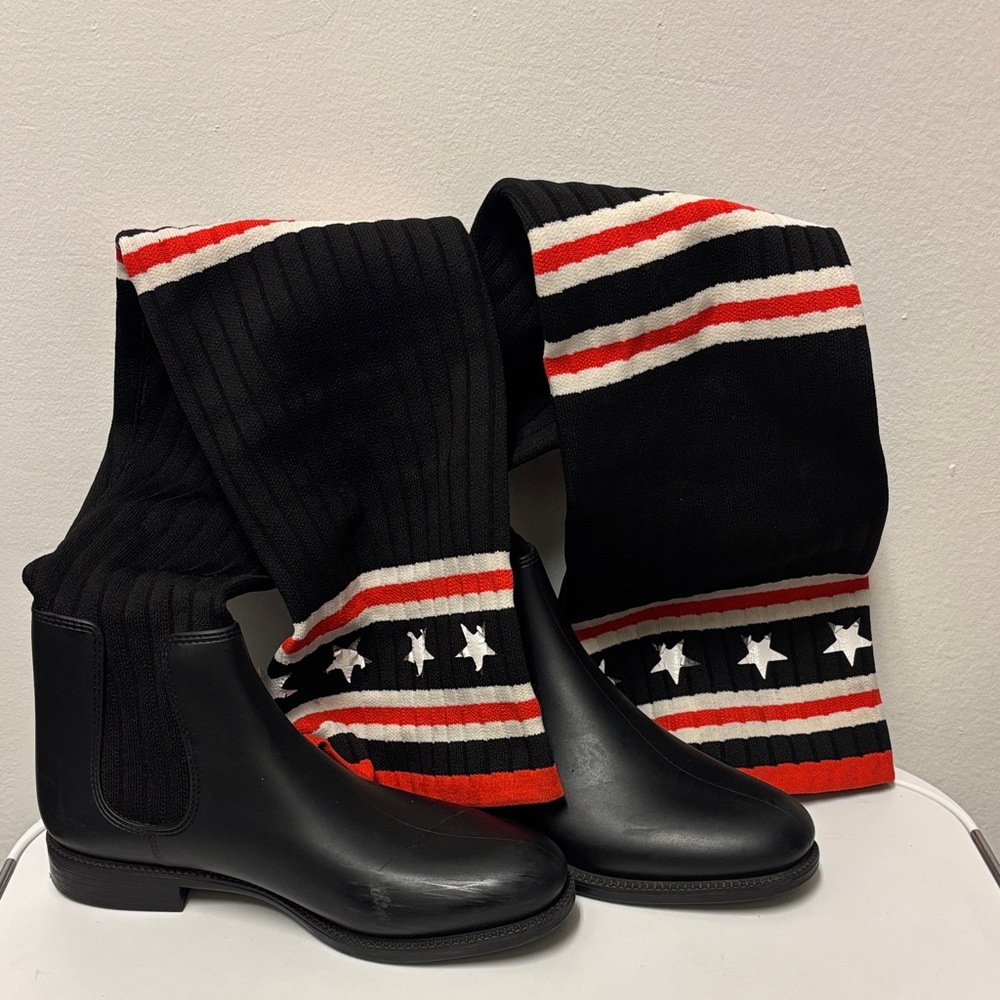 Givenchy Knit Rubber Storm Over The knee Star Patterned Boots - Picture 3 of 11
